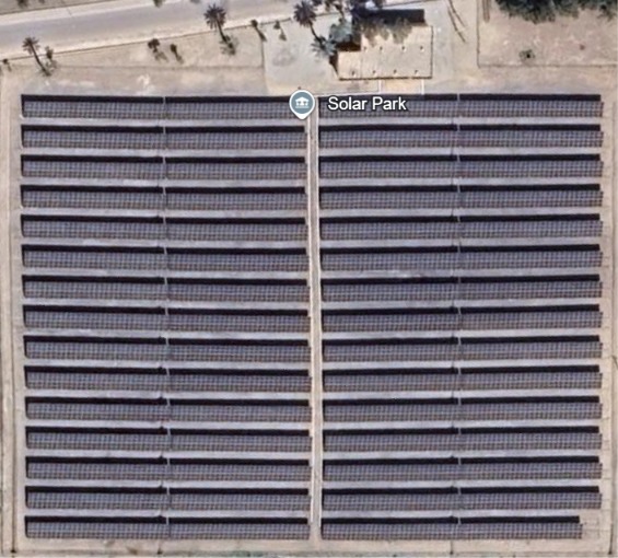 Aerial view of the 2 MW solar plant at Pano Aqil Cantt